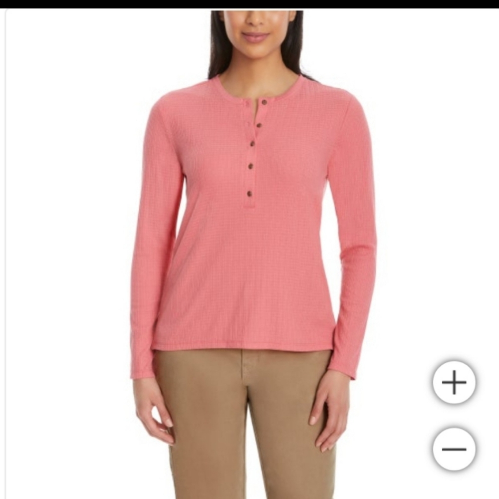 G.H.bass&Co Ladies Henley Long Sleeve Tops